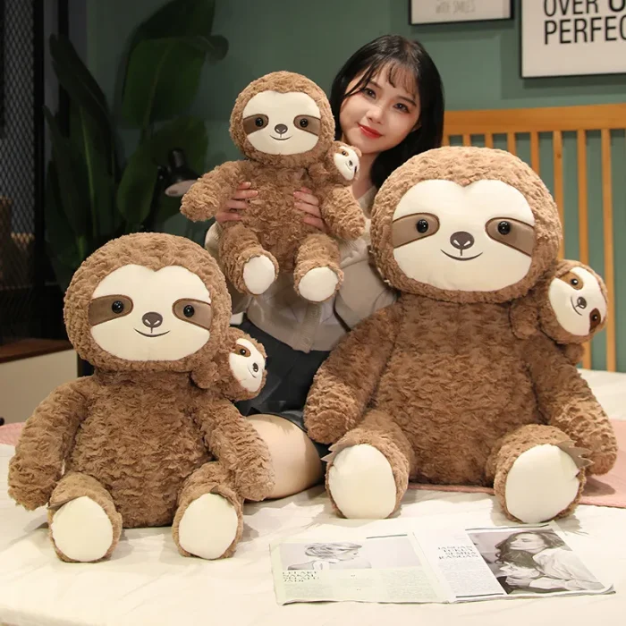 Ready to Ship Stuffed  Mother and Son Toys Cute Panda Yellow Duck  Plush Penguin Soft Sloth Dolls Children Birthday Presents - Image 5