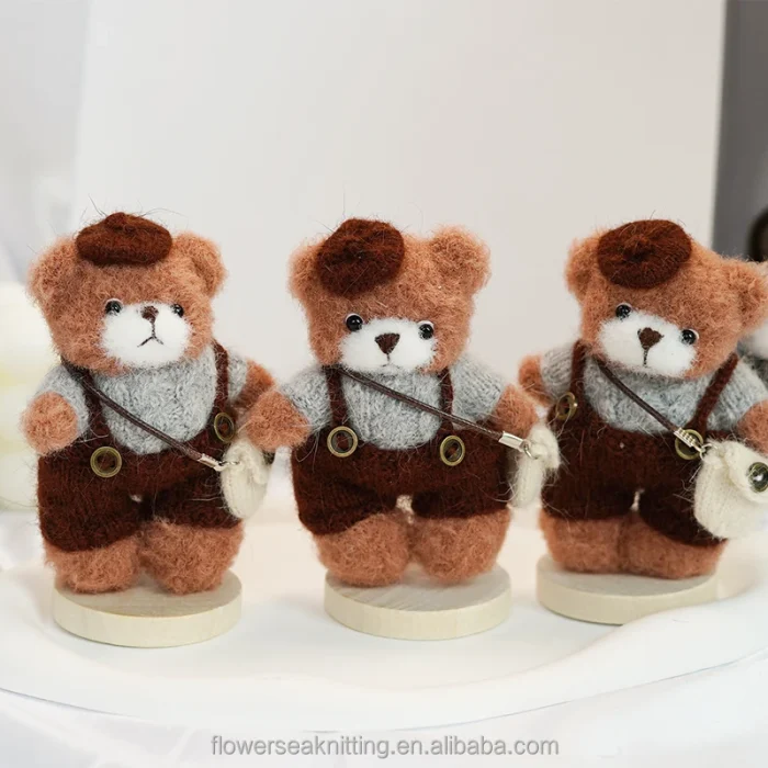 High-End Handwoven Needle-knit Bear Stuffed Animal Toy Fluffy Cotton Texture and Fun Modeling Collection-Level Healing Gift - Image 1