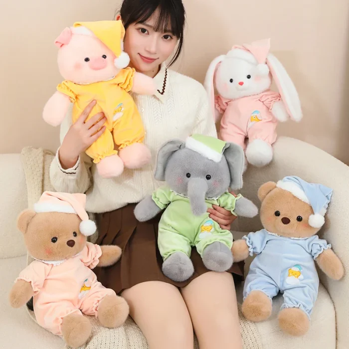 Yanxiannv Cpc Promotional Custom Stuffed Plush Pig Animal Toys Sleeping Cap Elephant Bear Bunny Toy - Image 4