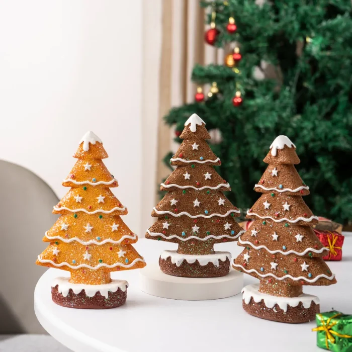 Wholesale New Gingerbread Christmas Tree Resin Decor Festive Home Tabletop Ornament Gift - Image 1