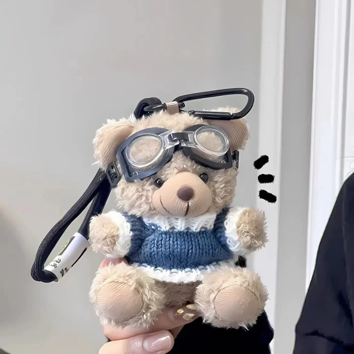 Unisex Popular Pilot Bear Plush Pendant Cute Keychain Bag Pendant Gift PP Cotton Filled Dog Doll for Stress Relief - Image 6