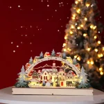 Creative Christmas Gifts Christmas Village Shopping Mall Window Wooden Decorations Led Luminous Ornaments - Image 2