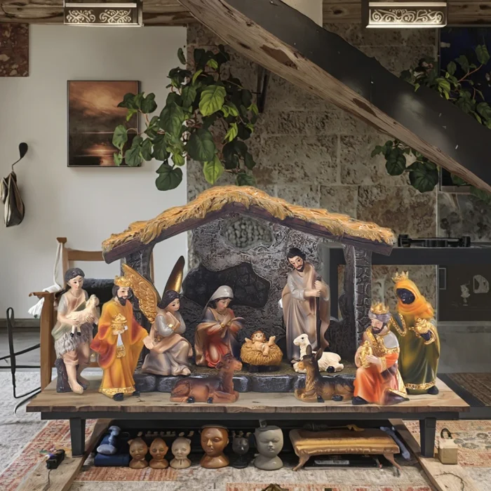 8.5CM Eco-Friendly Resin Craft High Christmas Manger Scene Ornament Gift Box for Holidays Cross-Border Supplier - Image 6