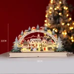 Creative Christmas Gifts Christmas Village Shopping Mall Window Wooden Decorations Led Luminous Ornaments - Image 6