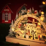 Creative Christmas Gifts Christmas Village Shopping Mall Window Wooden Decorations Led Luminous Ornaments - Image 5