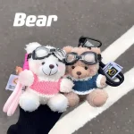Unisex Popular Pilot Bear Plush Pendant Cute Keychain Bag Pendant Gift PP Cotton Filled Dog Doll for Stress Relief - Image 4