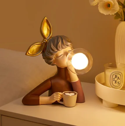 Nordic Creative Modern Bubble Cute Girl Table Lamp Night Ambient Light Ornaments Home Room Decoration fairy Girl Figurine