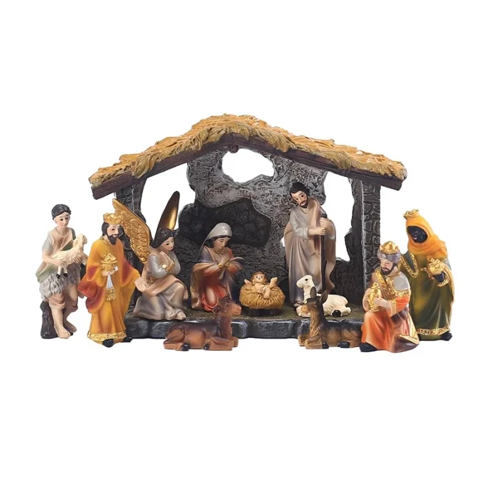 8.5CM Eco-Friendly Resin Craft High Christmas Manger Scene Ornament Gift Box for Holidays Cross-Border Supplier - Image 1