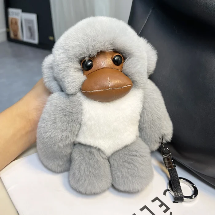 Realistic Rex Rabbit Fur Little Monkey Car Keychain Pendant Cute Ins Realistic Plush Doll Toy for Backpack Party Favors - Image 3