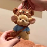 Women's Cute Bear Bag Pendant Little Bean Car Keychain Super Soft Plush Doll Toy for Stress Relief New Year Gift - Image 5